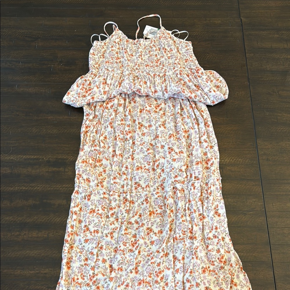Floral Kids Dress in Orange and White